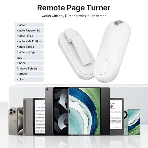 Sycelu RF Remote Control Page Turner for Kindle Paperwhite Accessories Ipad Reading Kobo Surface Comics/Novels iPhone Tablets Android Taking Photos Camera Video Recording Remote (K1-White) thumbnail 6