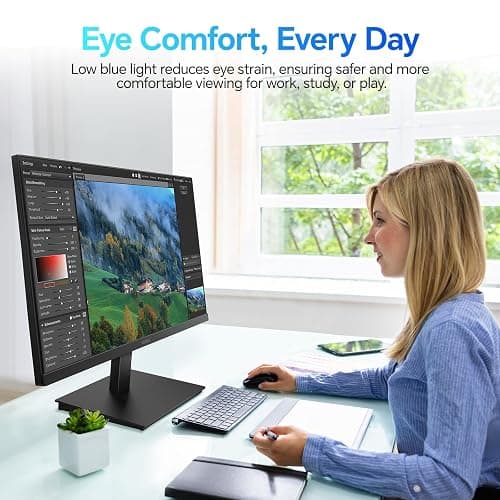 KOORUI 24 Inch Gaming Monitor Full HD 1920 x 1080p 144Hz IPS Ultra-Slim Display with HDMI VGA, Adaptive Sync, 99% SRGB, VESA 100x100mm, Eye Care, Tilt, Black, E2411K thumbnail 7