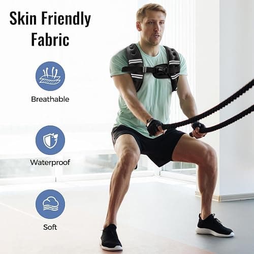 Zeerun Weighted Vest, 6lb/8lb/10lb/12lb/15lb/18lb/20lb/24lb/30lb for Men Women, Reflective Stripe Adjustable Buckle, Comfortable Durable Rucking Vest for Walking Running Strength Training thumbnail 4