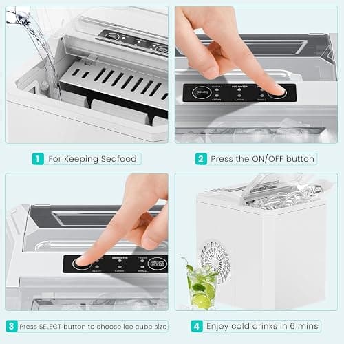 OLIXIS Nugget Ice Maker Machine, 26lbs in 24Hrs, 9 Ice Cubes in 6 Mins,Auto-Cleaning Portable Ice Maker with Basket and Scoop, Countertop Ice Maker for Home/Kitchen/Camping/RV, White - White thumbnail 7