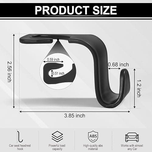 LivTee Car Seat Headrest Hook, Auto Seat Hook Hangers Storage Organizer Interior Accessories for Purse Coats Umbrellas Grocery Bags Handbag, 4-Pack thumbnail 3