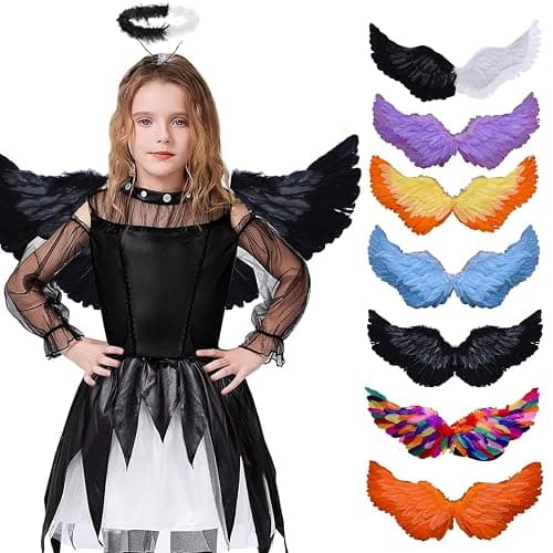 Creative Angel Feather Wings with Elastic Straps Bright Color Lightweight Costume Cosplay Wings Photography Props Halloween Supplies Yellow thumbnail 4