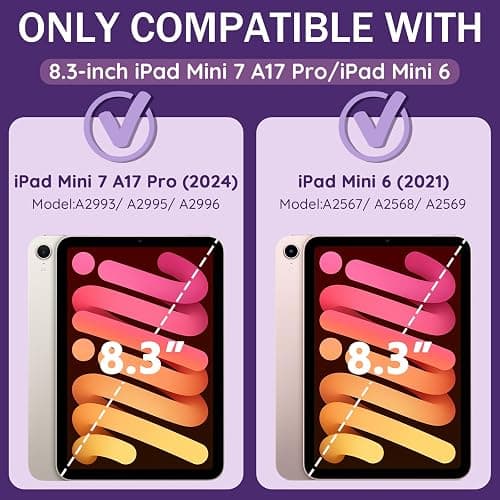 Deokke Compatible with iPad mini 7 Case(A17 Pro) 2024 iPad mini 6 Case 8.3 Inch 2021,Pencil Holder Soft Back Auto Sleep/Wake Cover Women Men Girls Cute-Black Leopard Cheetah thumbnail 3