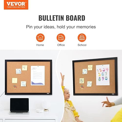 VEVOR Cork Board for Office, 36" x 24" Bulletin Board for Wall, Vision Board Push Pin Board with Framed for Office Home and School thumbnail 4