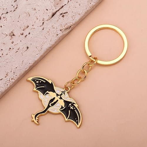 SONGCHANGJEWELRY Black Dragon Keychain Inspired by Fourth Wing – Fantasy Book Accessory with Gold Finish – Gothic Silhouette Pendant for Fans & Collectors thumbnail 4