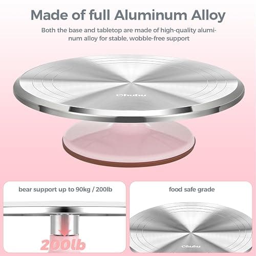 Ohuhu Cake Stand, Aluminium 12''Cake Turntable Decorating Bakery Supplies - BPA-Free Frosting Spinner Rotating Revolving Lazy Susan Perfect Gifts thumbnail 7