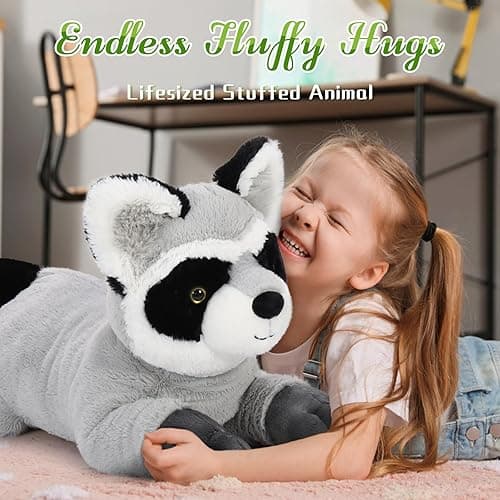 BENINY Giant Raccoon Plush Stuffed Animal 30" - Oversized Raccoon Plushies - Fluffy Big Stuffed Racoon Toy Birthday Gifts for Kids - Sweet Companion thumbnail 7