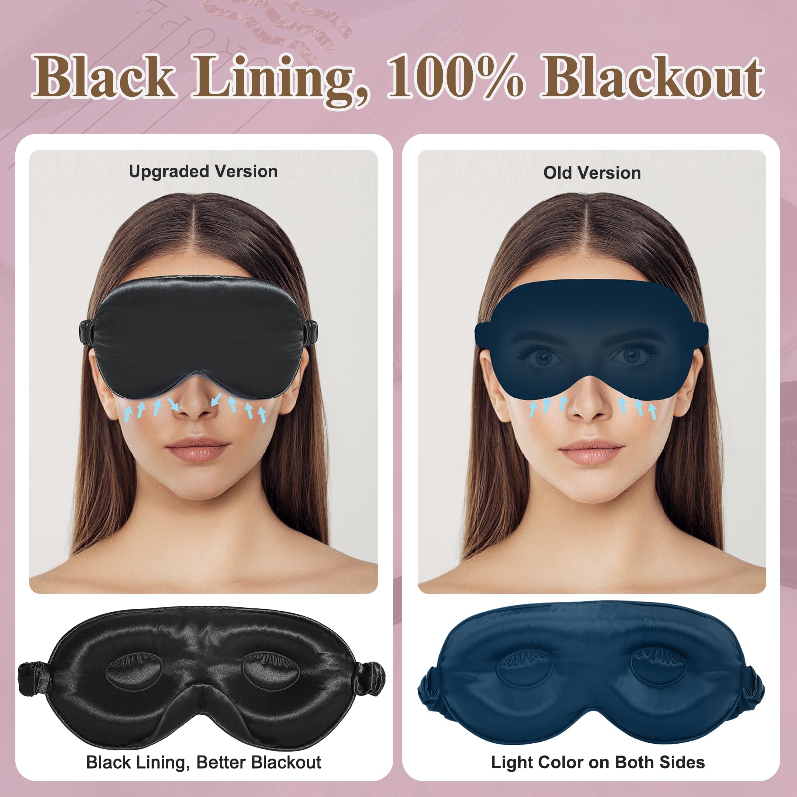 BeeVines Silk Sleep Mask, 1 Pack 22 Momme Silk Eye Masks for Sleeping with Adjustable Strap, 3D Contoured Sleep Eye Mask for Eyelash Extension, Blackout Mulberry Silk Eye Mask for Men & Women (Black) thumbnail 7