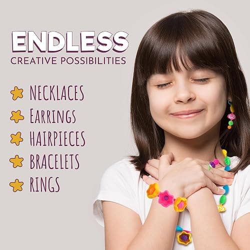 Orian Jewelry Making Kit for Girls, 520+ Pop Beads, Bracelet & Necklace | Kids bracelet making kit for girls and necklace making kit with colorful snap beads, rings, unicorn storage bag and craft set thumbnail 6