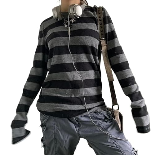 Striped Tees Fall Long Sleeve Shirt ⭐️ - Image 1