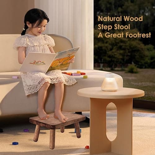 Jurath Wooden Step Stool for Adults Office's Step Stool Heavry Duty Stepping Stools for Office, Bedroom, Garden, Bathroom with Four Detachable and Assembled Legs Chocolate Brown (Classic 6.3" inch) thumbnail 6