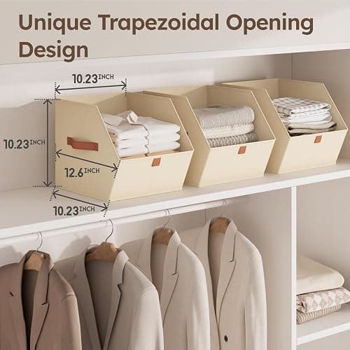 Homsorout Fabric Closet Storage Cubes - 6 Pack Square Storage Bins with Dual Handles for Clothes, Towels, Toys, Cube Storage Organizers for Bedroom, Nursery, Shelves, Closet, Small Spaces, Beige thumbnail 3