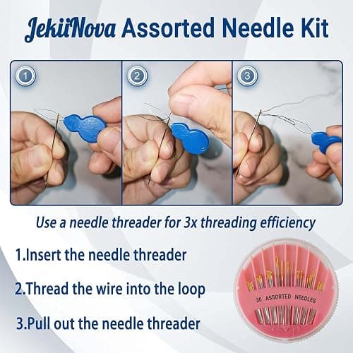 30 Pack Premium Hand Sewing Needles, Assorted Sizes, Large Eye Stitching Needles for Sewing, Repair & Embroidery thumbnail 3
