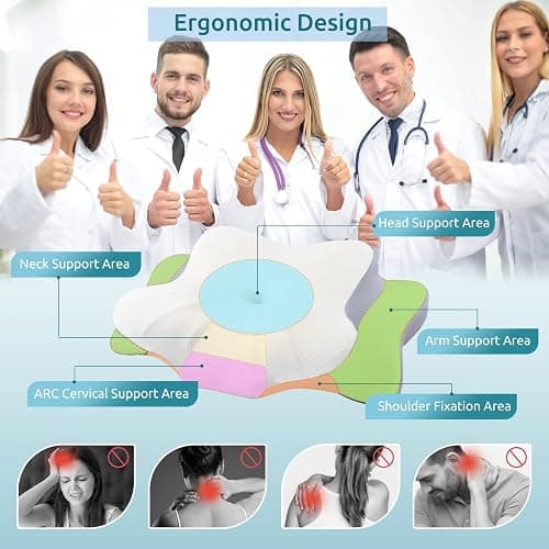 DONAMA Cervical Pillow for Neck and Shoulder,Contour Memory Foam Pillow,Ergonomic Neck Support Pillow for Side Back Stomach Sleepers with Pillowcase thumbnail 3