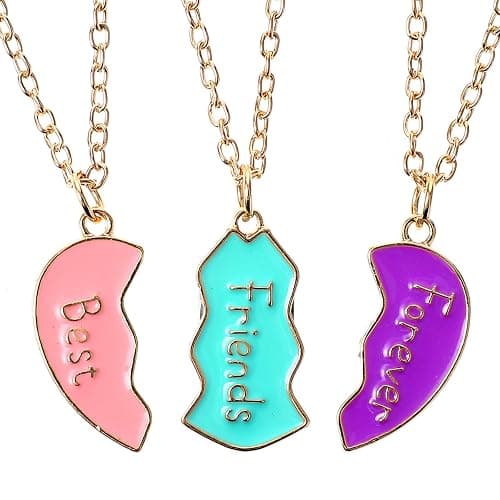 ElevateTech BFF Necklace for 3 Best Friend Necklaces Heart Broken Stitching Necklace 3 Person Friendship Necklaces thumbnail 6