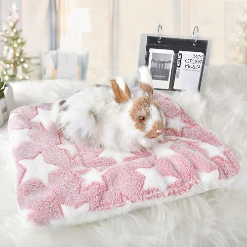 catadog Small Animal Bed Mat, Soft & Warm, Suitable for Guinea Pig, Hamster, Rabbit, Rat and Bearded Dragon (X-Large(13.3''x9.4''), Star Pink) thumbnail 2