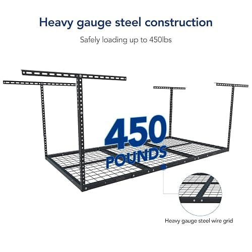 FLEXIMOUNTS 3x6 Overhead Garage Storage Adjustable Ceiling Rack 72" Length x 36" Width x 40" Height, 450lbs Weight Capacity, Black, Classic Series thumbnail 5