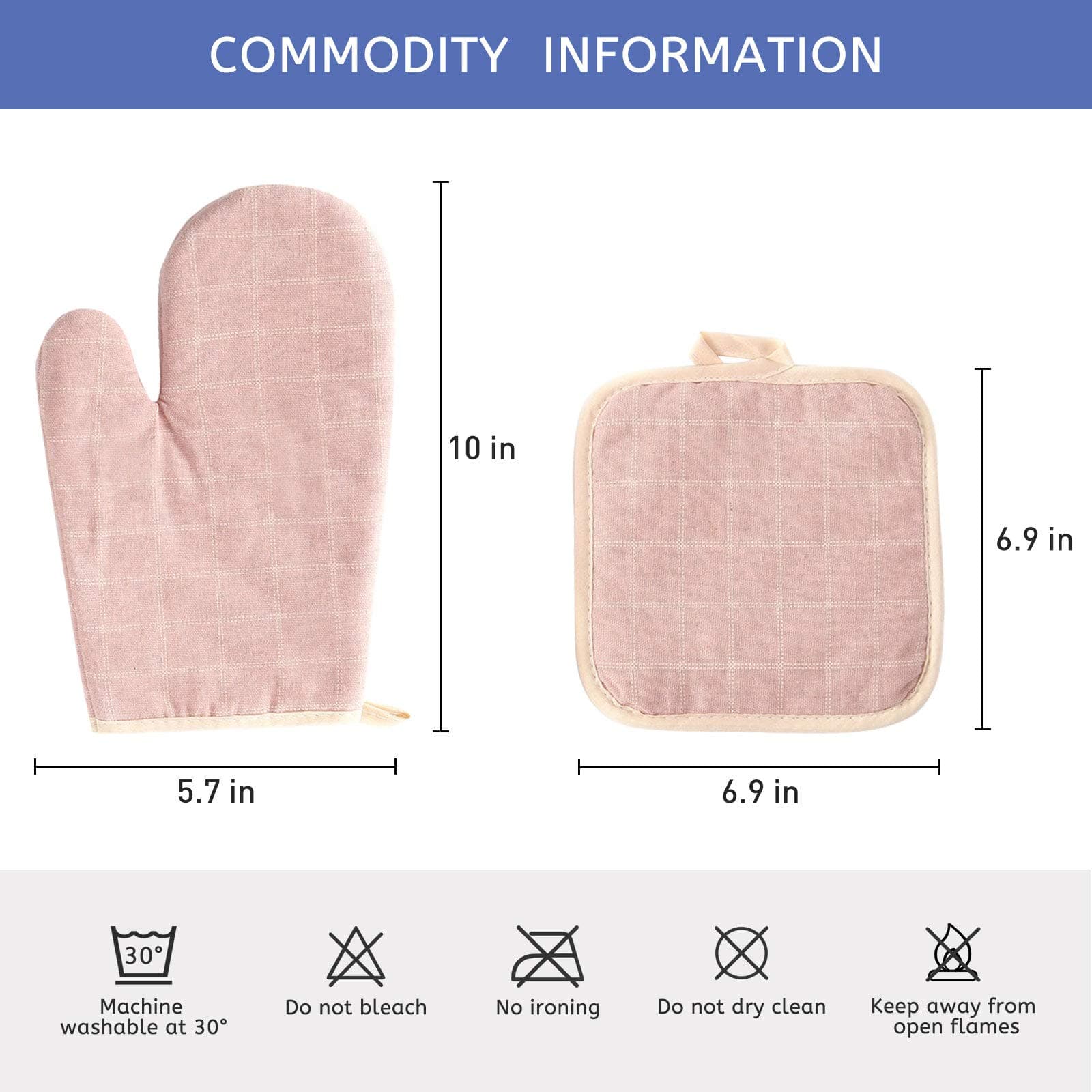 Pretty Jolly Oven Mitts and Pot Holders Sets 4 pcs, Pink Oven Mitt Set with Potholders for Kitchen Heat Resistant, Hot Pads and Oven Mitts Sets Kitchen Mittens Home Cooking Baking Mitts for Woman thumbnail 2