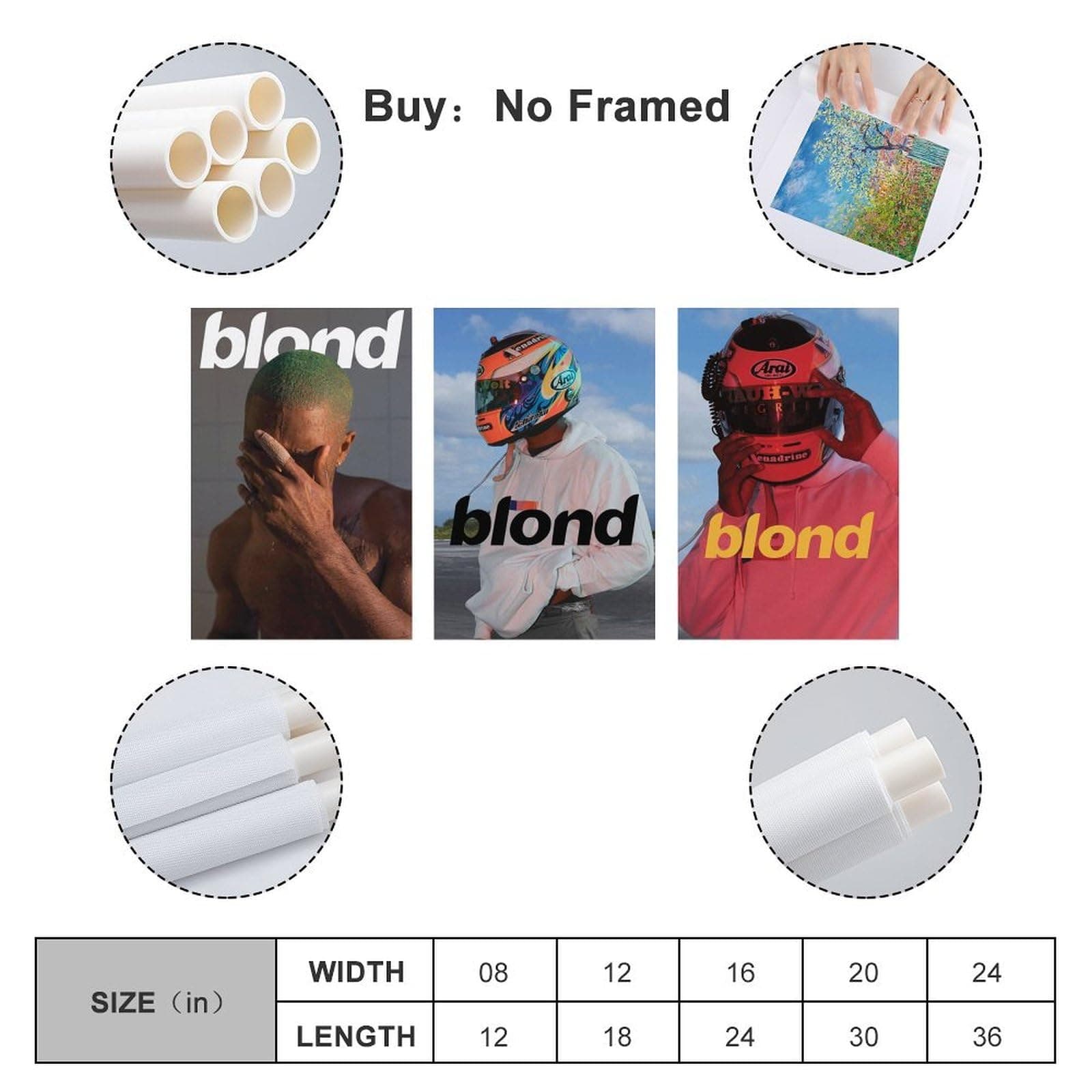 Frank Ocean Blonde Poster Album Cover Poster A Set of 3 Canvas Posters Room Aesthetic Festival Gift Family Bedroom Decor Wall Art Home08x12inch(20x30cm)-3pcs Style - 08x12inch(20x30cm)-3pcs thumbnail 2