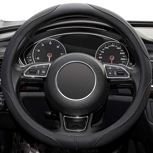 Xizopucy Car Steering Wheel Cover,14.5-15 Inch Black Universal Microfiber Leather Covers Breathable Anti-Slip Odorless Steering Wheels Accessories for Men Women thumbnail 2