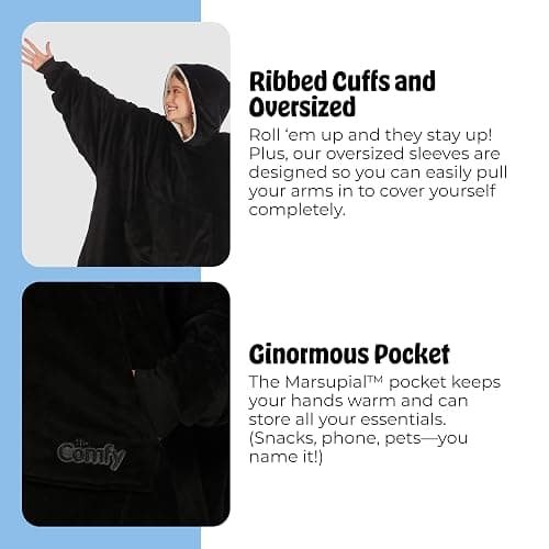 THE COMFY Original | Sherpa Lined Microfiber Fleece Wearable Blanket, Oversized Design with Hood and Pocket from Shark Tank thumbnail 5