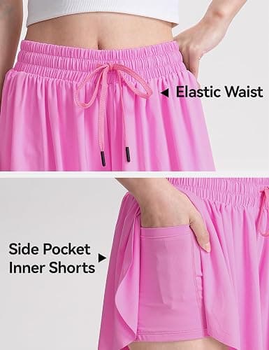 KEREDA Girls Flowy Shorts,Butterfly Shorts for Teen Girls with Spandex Liner 2-in-1 Kids Preppy Athletic Clothes thumbnail 4