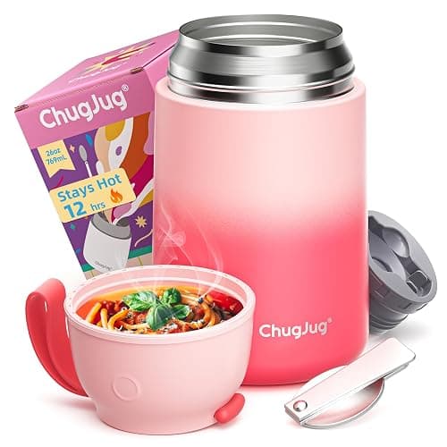 Thermo for Hot Food for Adults Kids | Wide Mouth, 26 oz Insulated Food Jar with Spoon, Leakproof Soup Thermo for School Office Travel, Thermal Steel Lunch Container Easy to Carry (Pink) - Image 1