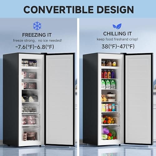 BANGSON Upright Freezer, 7.0 Cu.ft Stand Up Freezer, Convertible Upright Freezer/Refrigerator, Single Door for Kitchen,Garage, Office, Apartment, Silver thumbnail 4