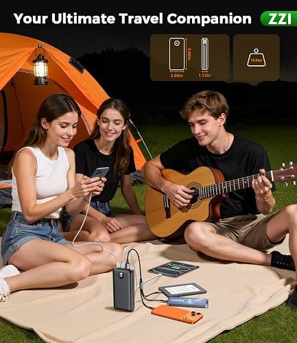 ZZI Portable Charger Power Bank 60000mAh, 22.5W PD Fast-Charge Battery Pack | Charge 5 Devices, 3-Ports & 3 in 1 Cable, 60% in 30min, 10 times for iPhone, Fit All Cell Phone/Tablets,Camping/Travel/Outage thumbnail 7