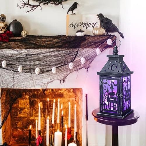 DECORKEY Halloween Decorations Indoor, 15" Decorative Haunted House Candle Lantern with 78" LED Lights(8 Modes), Hanging Spooky Halloween Lanterns for Outdoor Home Room Door Party Decor thumbnail 5