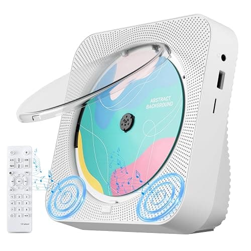 CD Player Portable with Bluetooth Desktop CD Players for Home with HiFi Sound Speakers,Mini Cute CD Player for Kids,Remote Control,Dust Cover,LED Display,Boombox FM Radio (White) - Image 1