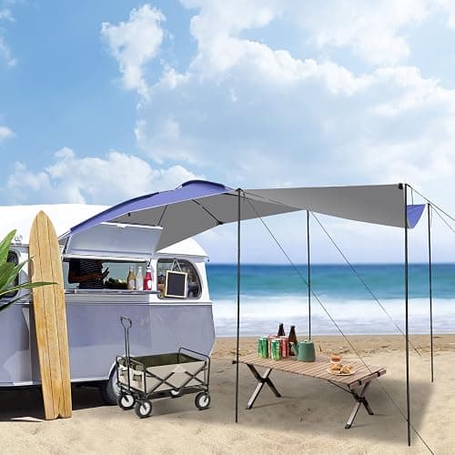 UBOWAY Awning Sun Shelter: Waterproof Auto Canopy Camper Trailer Tent Roof Top for SUV Minivan Hatchback Camping Outdoor Travel 5-6Persons thumbnail 6