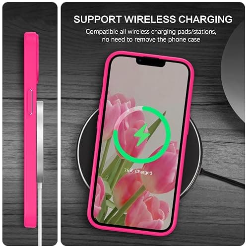 BENTOBEN for iPhone 13 Phone Case and iPhone 14 Magnetic Case [Compatible with Magsafe] Slim Translucent Matte Design Shockproof Bumper Drop Protective Cute Girls Women Boys Men 13/14 Cover, Hot Pink thumbnail 6