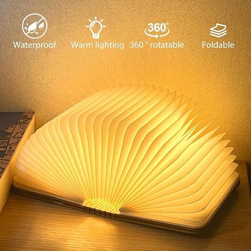 DLUFYEI Wooden Book Lamp, 3 Colors Folding Book Lamp,Teacher Appreciation Gifts for Women, LED Ambient Lighting, Magnetic Mood Lighting for Home Decor Birthday Gifts thumbnail 6