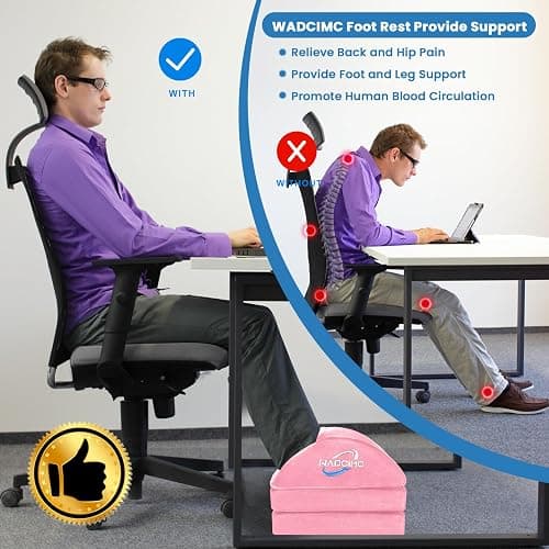 WADCIMC Foot Rest for Under Desk at Work, Warmer Feet Pocket Footrest,Foot Stool with Washable Cover,Comfortable Footrest with 3 Adjustable Heights, for Office Gaming Chair, for Leg Support, XL(18IN) thumbnail 3