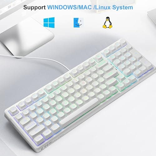 HUO JI E-Yooso Creamy Mechanical Keyboard Wired, Hot Swappable, Pre-lubed Linear Switches, Gasket Structure with Sound Dampening Foam, RGB Backlit, 99 Keys Custom Gaming Keyboard for PC/Mac,White thumbnail 7