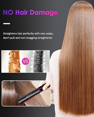 Fabuday Flat Iron Hair Straightener Dual Voltage - Heat Up Quickly, LCD Display & Auto Shut-Off, 12 Adjustable Temp Hot Iron for All Hair Types, 1 Inch Floating Ceramic Plates thumbnail 8