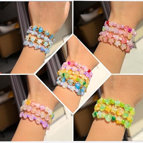 1000Pcs Matte Acrylic Star Beads Hart Beads for Jewelry Making Frosted Gold Foil Acrylic Beads Pastel Beads Colorful Assorted Bead Cute Aesthetic Kawaii Bead for Bracelet DIY Craft Earring Phone Charm thumbnail 6