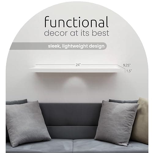 Kiera Grace Stockholm Aberg LED Light Floating Shelf, Modern Wall Shelves with Touch-Activated Lights, Ideal for Home Decor, 24", White, Pack of 1 thumbnail 4