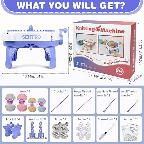 BZVV Knitting Machine for SENTRO 48 Needles Smart Knitting Crochet Machine with Row Counter for Adults and Beginners, Knitting Board Rotating Double Loom thumbnail 3
