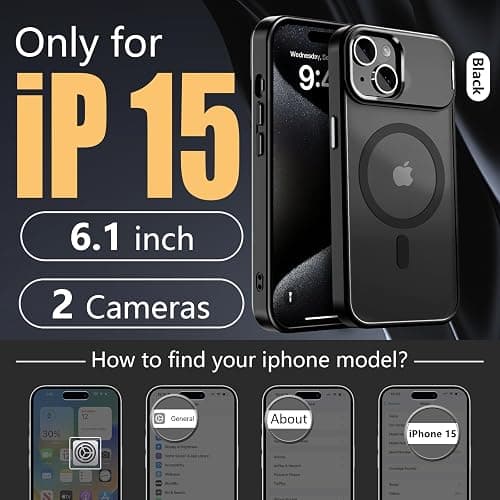 Innaght Magnetic for iPhone 15 Case with Stand,Compatible with MagSafe,Rugged,Heavy Duty,Protective case Kickstand,[Built-in Invisible Stand],Black thumbnail 2
