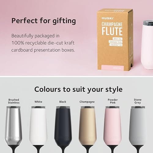 Huski Champagne Flute | NEW | Award-winning Design with Detachable Stem | Premium Stainless Steel Champagne Glass with Lid | Triple Insulated Tumbler | 8oz Capacity | Great Gift (Powder Pink) thumbnail 6