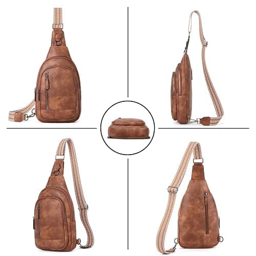 CLUCI Crossbody Bags for Women - Sling Backpack Travel Bag in Leather - 0-1 Brown thumbnail 6