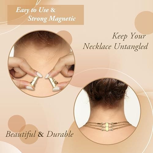 Bonison Necklace Layering Clasp - 18K Gold Plated Multiple Necklace Clasp Set, Magnetic Chain Separator & Extender for Women, Practical Mother's Day Jewelry Gifts for Mom thumbnail 3