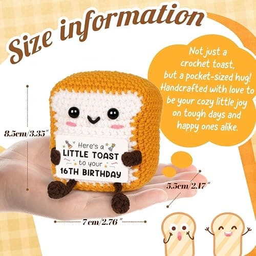 16th Birthday Gifts Girl Boys, Handmade Emotional Support Crochet Toast 16th Birthday Decorations Keepsake, Cute 16 Year Old Gifts fo Friends Daughter Son Niece Newphew Granddaughter Grandson thumbnail 3