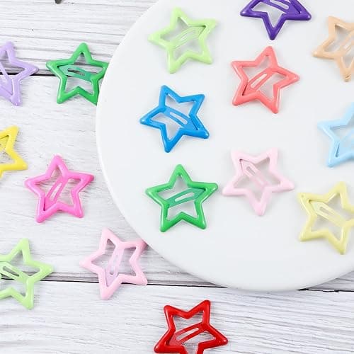Secmity 55pcs 1.22" Star Hair Clips Cute Hair Clips for Girls Colorful Metal Snap Hair Barrettes for Women Star Hair Accessories for Daily Party thumbnail 4