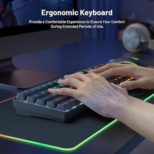 Snpurdiri 60% Wireless Gaming Keyboard and Mouse Combo,LED Backlit Rechargeable 2000mAh Battery,Small Membrane But Mechanical Feel Keyboard + Popular RGB Mice for Gaming,Business Office thumbnail 6