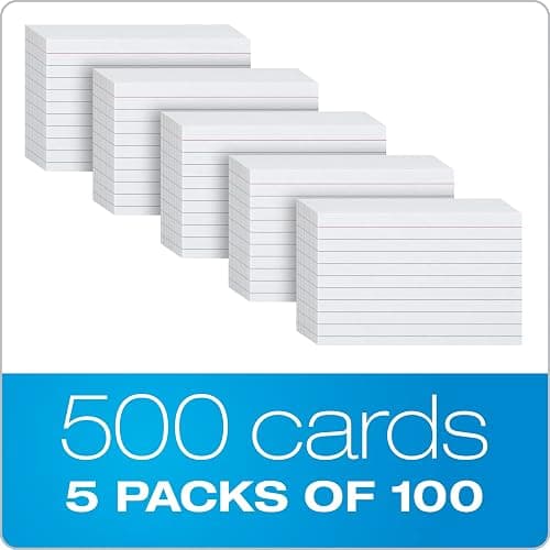 Oxford Index Cards, 3 x 5 Inches, White, Lined on Front, Blank on Back, Flashcards for School and Studying, Recipe Note Cards, 500 Count (5 Packs of 100) (40176) thumbnail 4