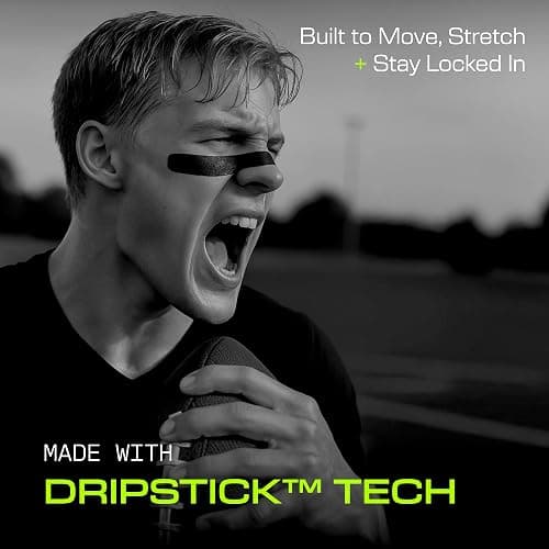 DRIP Strips Pro-Grade Eye Black Stickers, 24 Pack, Natural Flex & Stretch Eye Black Strips That Move With You, Breathable, Sweat-Proof, Baseball, Softball, Football, Lacrosse, Black Grit Strip thumbnail 5