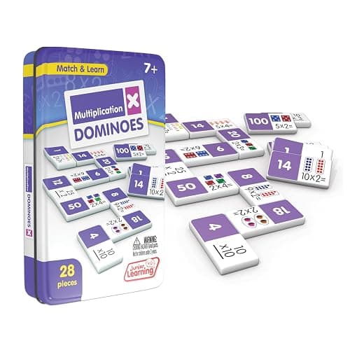 Junior Learning Multiplication Dominoes Game Set, 28 Pieces, Ages 7-9, Math Skills, Grade 2-3 - Image 1